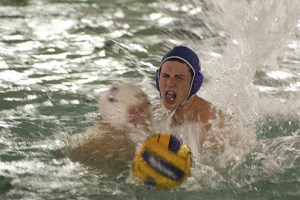 Grant Dunaway reacts to being fouled by a Newport player during Team Ray’s 13-11 win over the Knights Monday at the BIAC.