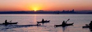 Kayakers and swimmers take a trip around Bainbridge Island for the 2011 Arms Around Bainbridge event.