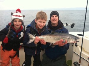 Chad Gillespie and his son Spencer with a big catch out of Area 9 at Point No Point.