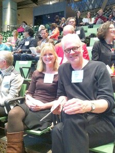 Suzanne Selfors and George Shannon before the start of the Washington State Book Awards ceremony.