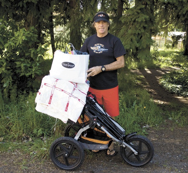 Steve Rhodes and his tricycle carriage
