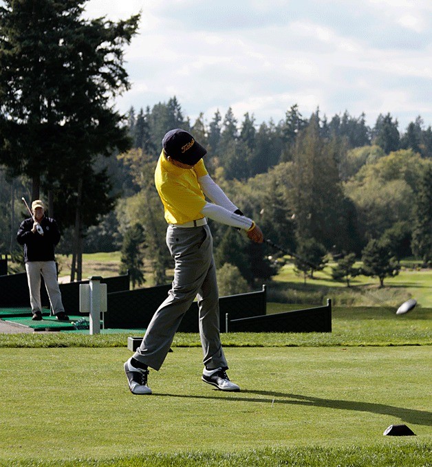 BHS freshman Colin Campbell tees off n the first hole at the Wing Point Golf Course during a game against Bishop Blanchet Thursday