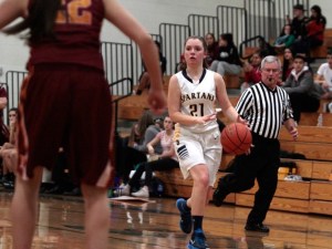 BHS senior Natalie Beatie drives towards the net during Monday’s game against Kingston