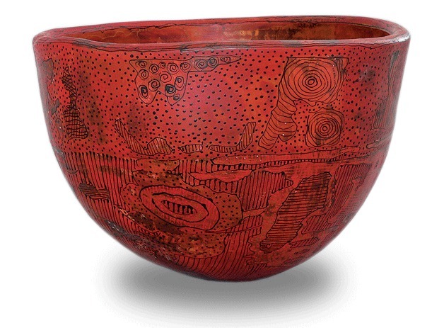 Helga Winter's 'Griffonage' (2014; madrone and mixed media) is part of the show 'Super Bowl' at Bainbridge Arts & Crafts.