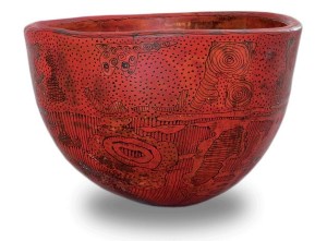 Helga Winter's 'Griffonage' (2014; madrone and mixed media) is part of the show 'Super Bowl' at Bainbridge Arts & Crafts.