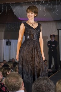 Pamela Kincaid on the runway at the 2008 St. Cecilia fashion show. This year's theme is Passport to Paris.