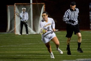 The Spartans’ Mackenzie Chapman pressures Newport Sammamish Interlake during Bainbridge’s opening season win last week.