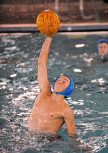 Ian Layton snatches the ball during water polo practice this week.