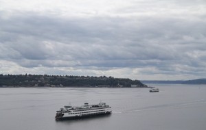 The Bainbridge ferry arrives at Colman Dock in Seattle.