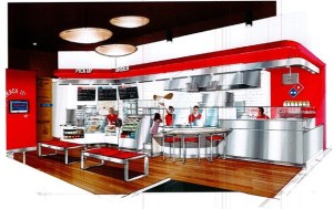 An artist's rendering shows the interior of a Domino's pizza store that has been proposed for the Island Shopping Center on Bainbridge Island.