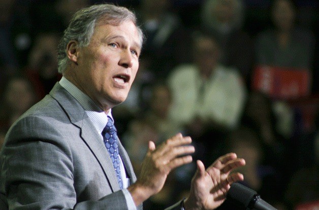 Jay Inslee stumps on behalf of U.S. Sen. Patty Murray during a campaign stop he made as congressman to the University of Washington campus during Murray's re-election bid in 2011. Inslee