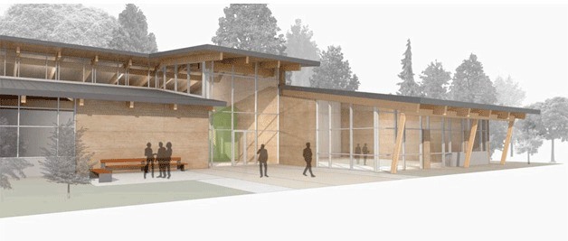 An artist's sketch of a new Bainbridge Island police building.