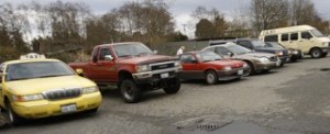 Taxi parking in Rolling Bay.