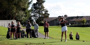 The Spartans tee off against Lakeside in Metro League varsity golf.