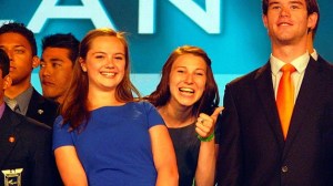 Grace Burgin and Campbell Hawk of Bainbridge High give a thumbs up after their Business Ethics competition.