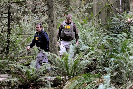 FBI agents participated in a multi-agency search in the Grand Forest on Bainbridge Island Thursday.