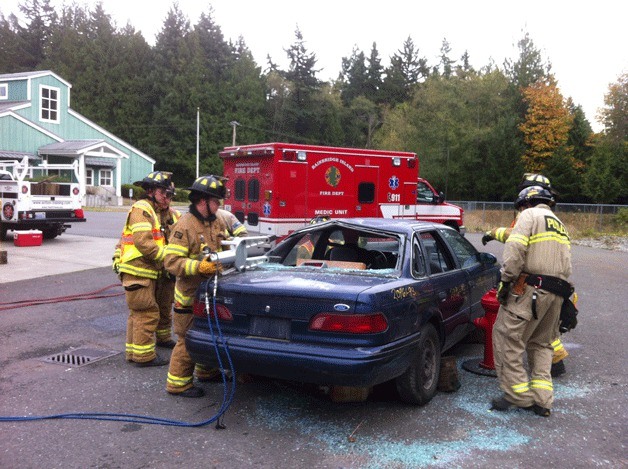Fire fighters run drills at Station 23 on Phelps Road. The fire department would like to open the station more often.