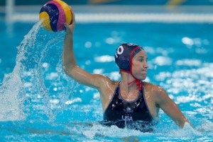Kelly Rulon competes for the USA Water Polo team in a match against Spain.