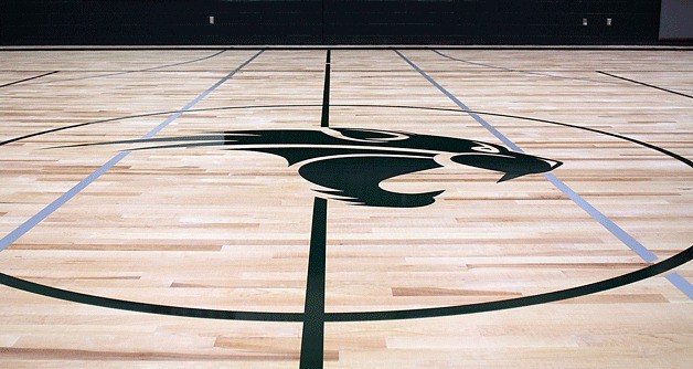 The newly refinished gymnasium floor at Woodward Middle School is on track to be student-ready by the first day of classes