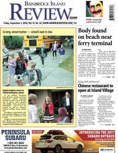 Front page of the Bainbridge Review for Sept. 2