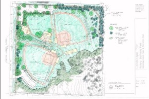 The landscaping plan for Rotary Park improvements shows the new layout for the two baseball fields.