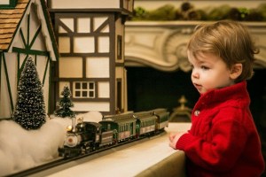 A youngster enjoys the Holiday Village at Bloedel Reserve