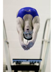 Bainbridge Spartan diver Kalise Ball (above) and teammate Kate McKenzie combined for 10 dual-meet points that helped Bainbridge win its last home dual meet at Ray Williamson Pool  Tuesday. BHS won the meet 101-79 over Holy Names.