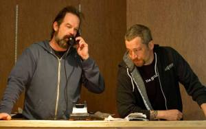 Chris Soldevilla and Ted Dowling work through a recent rehearsal of David Mamet's 'American Buffalo.' The Swinging Hammer Productions show
