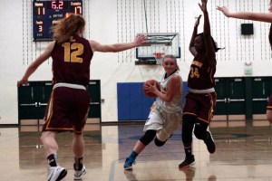 Bainbridge sophomore guard Kiera Havill dashes through the defenses of the visiting Lakeside Lions.