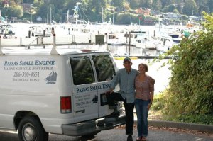 Passas Small Engine Service & Repair lead mechanic Nikos Passas and operations manager Marina Giameos. Founded in 2011