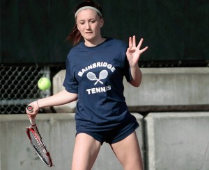 Bainbridge High senior and varsity tennis team co-captain Jordan Ferguson defeated Lakeside’s Molly Guo (3-6