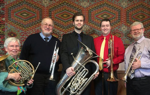 The Evergreen Brass Quintet will perform at the next Second Sunday Concert on Sunday