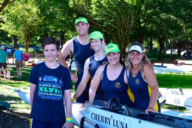 Bainbridge Island Rowing’s Mixed B (36 – 42) four gold medalists: Matt Carlson (cox)