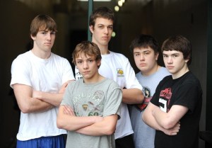 Five wrestlers are off to Mat Classic XXIII this weekend at the Tacoma Dome. (Left to right:) Corey Touchette