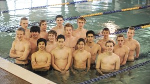 The BHS boys swim/dive team is heading to the 3A state meet at the King County Aquatic Center in Federal Way: (front row) Bill Lee