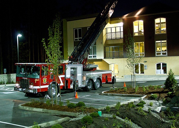 The Bainbridge Island Fire Department conducts a nighttime drill at the Madrona House on Madison Avenue.