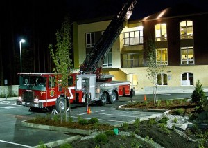 The Bainbridge Island Fire Department conducts a nighttime drill at the Madrona House on Madison Avenue.