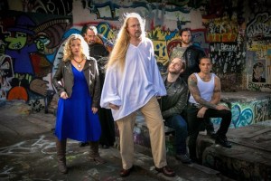 Pictured are members of Ovation! Musical Theatre Bainbidge's cast of 'Jesus Christ Superstar.'  Counter-clockwise from center are Gary Chambers as Jesus of Nazareth