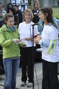 Bella Crowley accepts an award for raising the most money for the National Eating Disorder Awareness week.