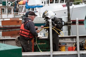 A diver with Global Diving & Salvage