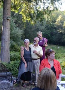 Nancy and Bob Fortner celebrate another successful collaboration with Intentional Table’s Zoe-Ann Bartlett (right).