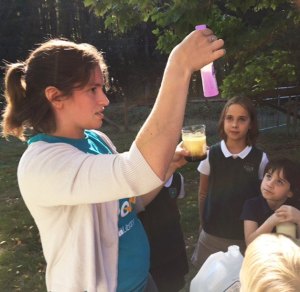 Erica Saint Clair leads an experiment for the Carden Country School’s science club.