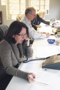 Lisa Bohonos works the phones