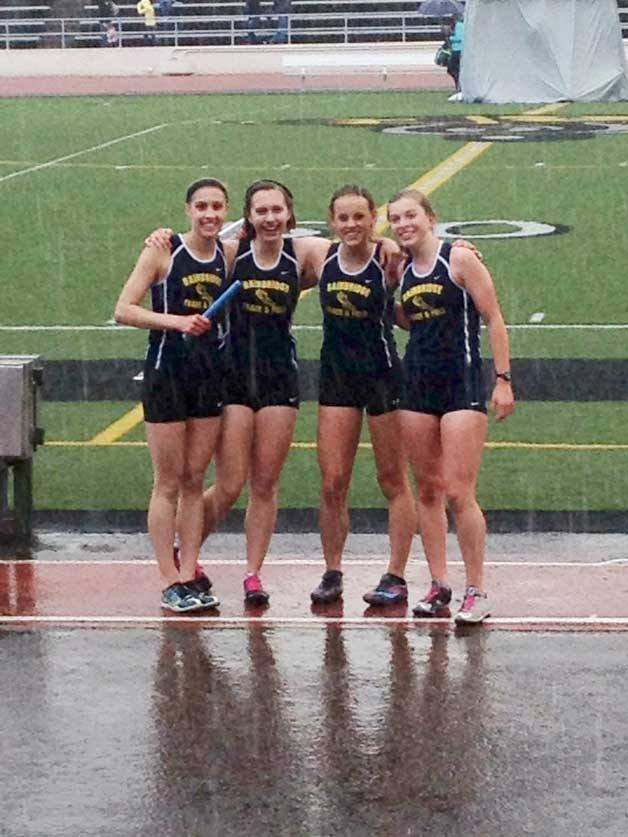 The distance medley winning relay girls Kellie Miller