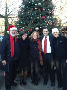 The Figgy Pudding Peddlers kick off their serenading season at the Community Tree Lighting ceremony every year. From left: John Kenning