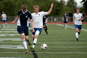 Gerrit Mahling struggles to regain control of the ball during Friday's game against West Seattle.