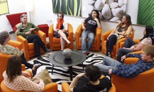 Teen Talking Circles Founder and Director Linda Wolf (top left) co-facilitated a circle of young people as part of Seattle Children’s Adolescent Young Adult Oncology Program at Fred Hutchinson Cancer Research Center. The group met once a week to talk about their lives. Videos from the sessions will be posted on youtube.com in the fall.