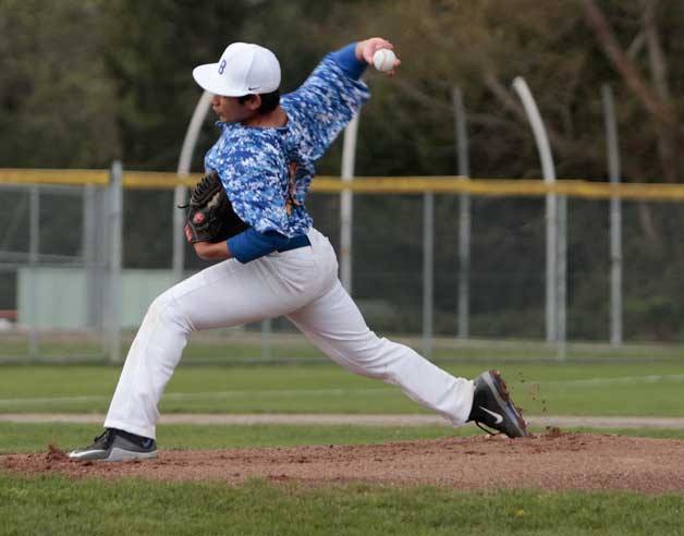 Richard Carrillo was the Spartans’ starting pitcher during the game against Rainier Beach last Wednesday. The BHS team won 13-3.