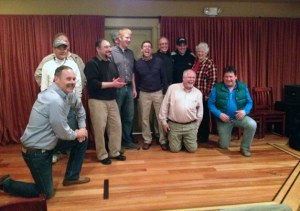 Bainbridge park supporters gather for a photo after hearing that the park district's proposal for purchasing the Sakai property has been approved by voters.