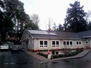 Work has started to install solar panels on the Waterfront Park Community Center.